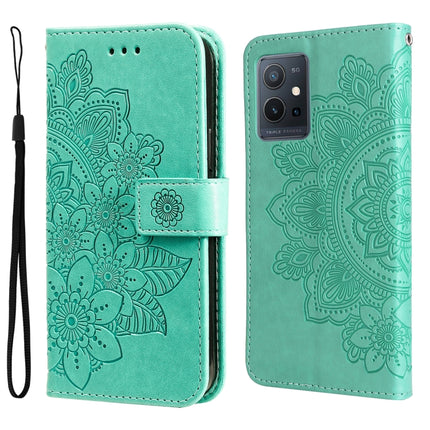 7-petal Flowers Embossing Pattern Horizontal Flip Leather Case, For vivo Y55 5G/Y75 5G/T1 5G