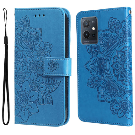 7-petal Flowers Embossing Pattern Horizontal Flip Leather Case, For vivo Y55 5G/Y75 5G/T1 5G