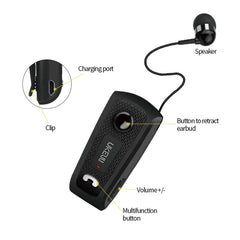 UKELILI UK-E20 DSP Noise Reduction Lavalier Pull Cable Bluetooth Earphone with Vibration