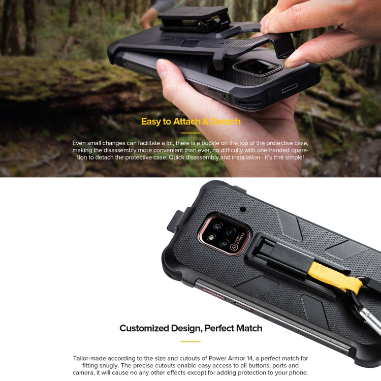 Ulefone Back Clip Phone Case with Carabiner, For Ulefone Power Armor 14 Pro