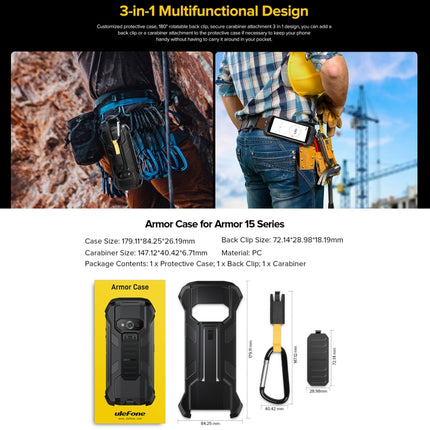 For Ulefone Power Armor 15 Ulefone Back Clip Phone Case with Carabiner