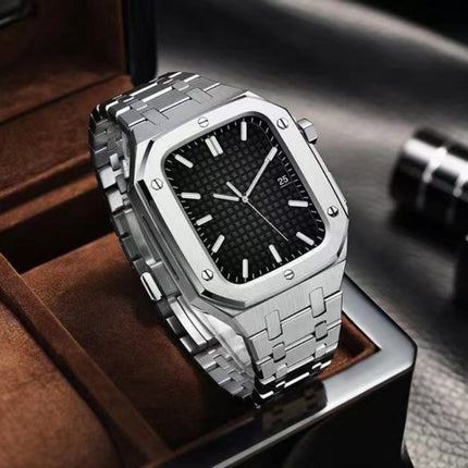 Integrated Oak Metal Watchband + Watch Case For Apple Watch Series 9 / 8 / 7 45mm