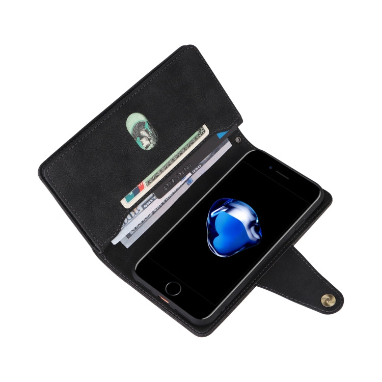 Rivet Buckle 9 Cards Three Fold Leather Phone Case