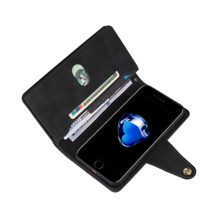 Rivet Buckle 9 Cards Three Fold Leather Phone Case, For iPhone 7/8/SE 2020, For iPhone 7 Plus/8 Plus, For iPhone 11, For iPhone 11 Pro