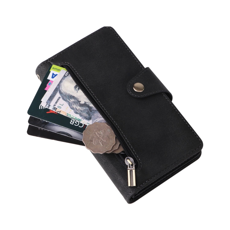 Rivet Buckle 9 Cards Three Fold Leather Phone Case