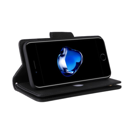 Rivet Buckle 9 Cards Three Fold Leather Phone Case, For iPhone 7/8/SE 2020, For iPhone 7 Plus/8 Plus, For iPhone 11, For iPhone 11 Pro