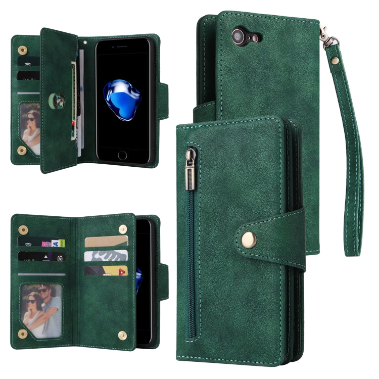 Rivet Buckle 9 Cards Three Fold Leather Phone Case
