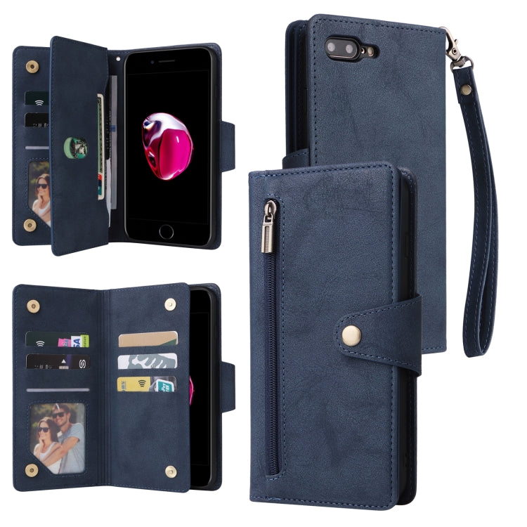 Rivet Buckle 9 Cards Three Fold Leather Phone Case