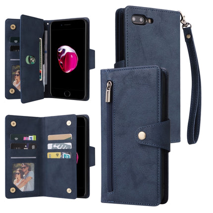 Rivet Buckle 9 Cards Three Fold Leather Phone Case, For iPhone 7/8/SE 2020, For iPhone 7 Plus/8 Plus, For iPhone 11, For iPhone 11 Pro