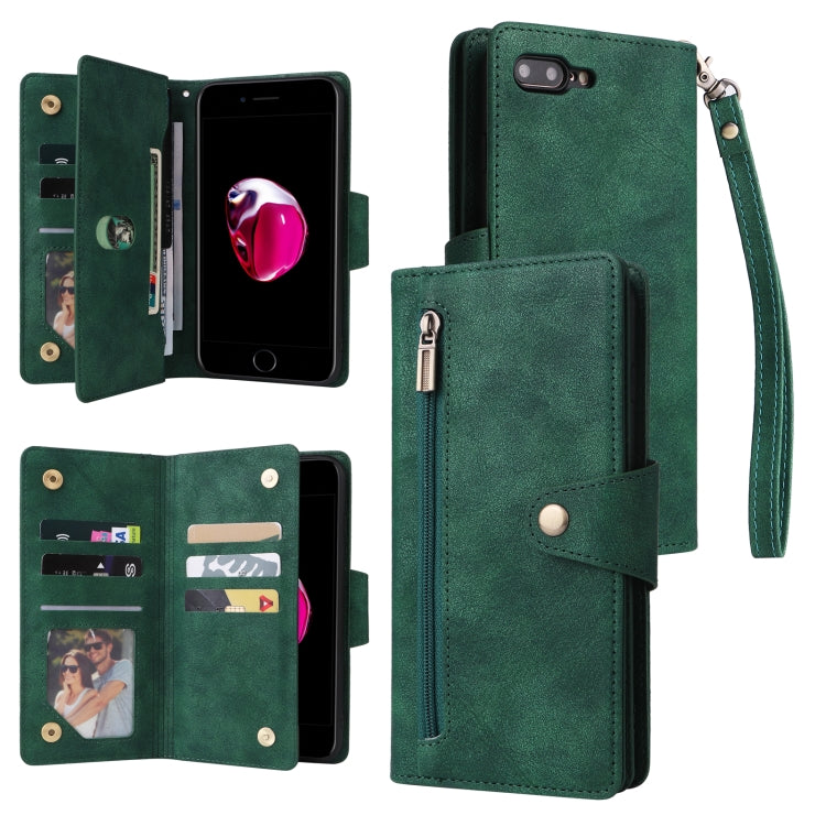 Rivet Buckle 9 Cards Three Fold Leather Phone Case