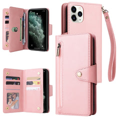 Rivet Buckle 9 Cards Three Fold Leather Phone Case, For iPhone 7/8/SE 2020, For iPhone 7 Plus/8 Plus, For iPhone 11, For iPhone 11 Pro, For iPhone 12, For iPhone 12 mini