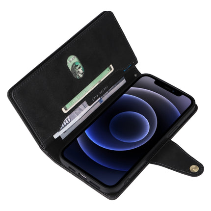 Dreifach gefaltete Leder-Telefonhülle mit Nietenschnalle und 9 Karten, für iPhone 12 Pro Max, für iPhone 13 Mini, für iPhone X/XS, für iPhone XR, für iPhone XS Max, für iPhone 11 Pro Max