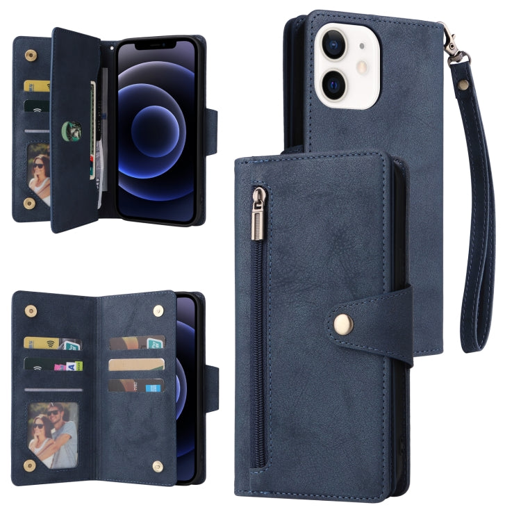 Dreifach gefaltete Leder-Telefonhülle mit Nietenschnalle und 9 Karten, für iPhone 12 Pro Max, für iPhone 13 Mini, für iPhone X/XS, für iPhone XR, für iPhone XS Max, für iPhone 11 Pro Max