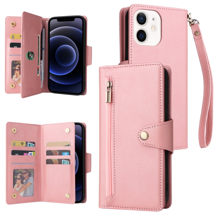 Dreifach gefaltete Leder-Telefonhülle mit Nietenschnalle und 9 Karten, für iPhone 12 Pro Max, für iPhone 13 Mini, für iPhone X/XS, für iPhone XR, für iPhone XS Max, für iPhone 11 Pro Max