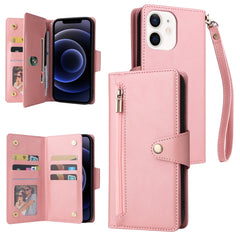 Rivet Buckle 9 Cards Three Fold Leather Phone Case, For iPhone 7/8/SE 2020, For iPhone 7 Plus/8 Plus, For iPhone 11, For iPhone 11 Pro, For iPhone 12, For iPhone 12 mini