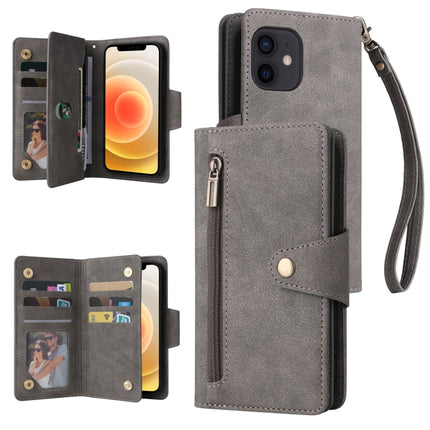 Dreifach gefaltete Leder-Telefonhülle mit Nietenschnalle und 9 Karten, für iPhone 12 Pro Max, für iPhone 13 Mini, für iPhone X/XS, für iPhone XR, für iPhone XS Max, für iPhone 11 Pro Max