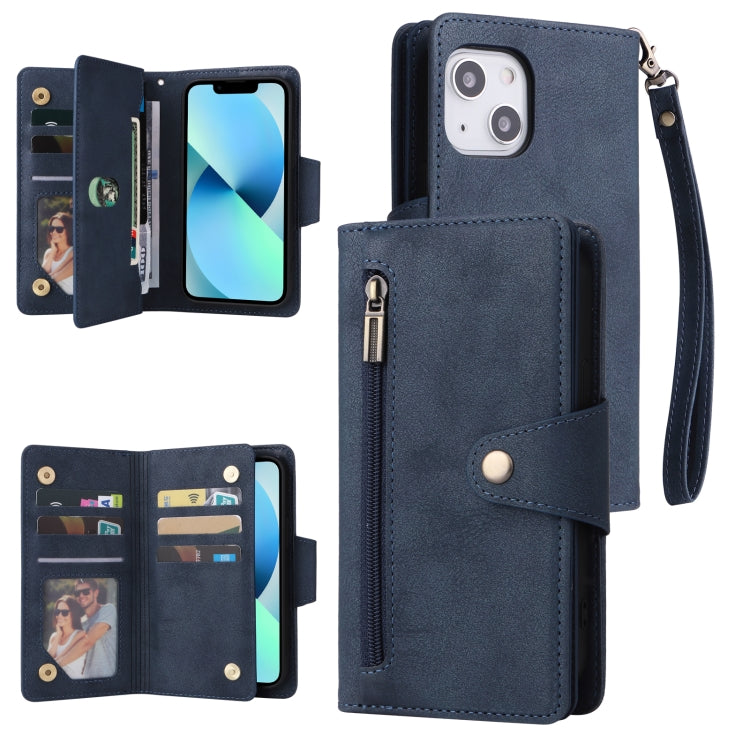 Dreifach gefaltete Leder-Telefonhülle mit Nietenschnalle und 9 Karten, für iPhone 12 Pro Max, für iPhone 13 Mini, für iPhone X/XS, für iPhone XR, für iPhone XS Max, für iPhone 11 Pro Max