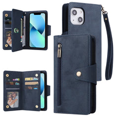 Rivet Buckle 9 Cards Three Fold Leather Phone Case, For iPhone 12 Pro Max, For iPhone 13 mini, For iPhone X/XS, For iPhone XR, For iPhone XS Max, For iPhone 11 Pro Max