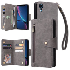 Rivet Buckle 9 Cards Three Fold Leather Phone Case, For iPhone 12 Pro Max, For iPhone 13 mini, For iPhone X/XS, For iPhone XR, For iPhone XS Max, For iPhone 11 Pro Max