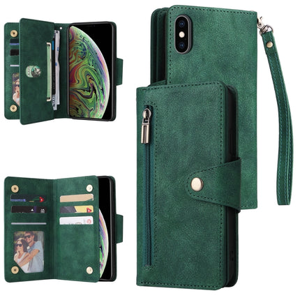 Dreifach gefaltete Leder-Telefonhülle mit Nietenschnalle und 9 Karten, für iPhone 13 Pro, für iPhone 13 Pro Max