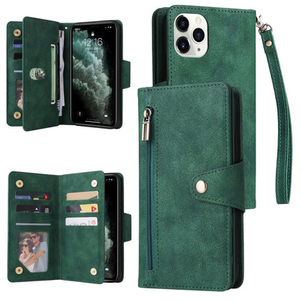 Dreifach gefaltete Leder-Telefonhülle mit Nietenschnalle und 9 Karten, für iPhone 13 Pro, für iPhone 13 Pro Max