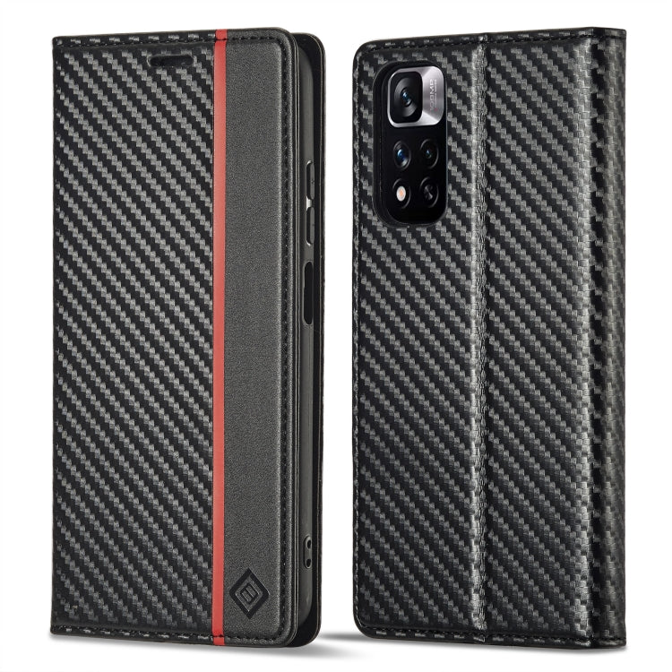 LC.IMEEKE Carbon Fiber Texture Flip Leather Phone Case, For Xiaomi 11T / 11T Pro, For Xiaomi Mi 11 Lite, For Xiaomi Poco X4 Pro 5G, For Xiaomi Poco X3 NFC / Poco X3 Pro, For Xiaomi Redmi Note 11 Pro China, For Xiaomi Redmi Note 11 4G / Note 11S