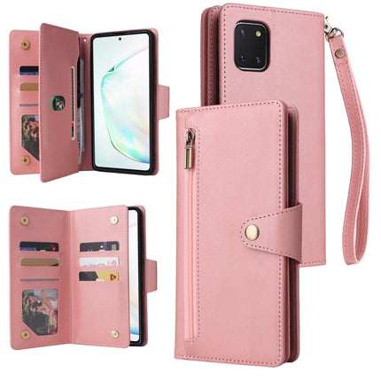 Rivet Buckle 9 Cards Three Fold Leather Phone Case, For Samsung Galaxy Note10 Lite, For Samsung Galaxy Note10+, For Samsung Galaxy Note20 Ultra, For Samsung Galaxy S8