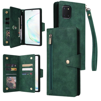Rivet Buckle 9 Cards Three Fold Leather Phone Case, For Samsung Galaxy Note10 Lite, For Samsung Galaxy Note10+, For Samsung Galaxy Note20 Ultra, For Samsung Galaxy S8