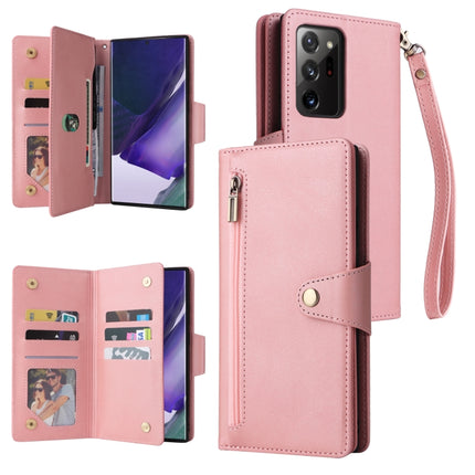 Rivet Buckle 9 Cards Three Fold Leather Phone Case, For Samsung Galaxy Note10 Lite, For Samsung Galaxy Note10+, For Samsung Galaxy Note20 Ultra, For Samsung Galaxy S8