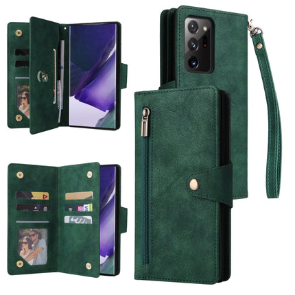 Rivet Buckle 9 Cards Three Fold Leather Phone Case, For Samsung Galaxy Note10 Lite, For Samsung Galaxy Note10+, For Samsung Galaxy Note20 Ultra, For Samsung Galaxy S8