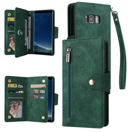Rivet Buckle 9 Cards Three Fold Leather Phone Case, For Samsung Galaxy Note10 Lite, For Samsung Galaxy Note10+, For Samsung Galaxy Note20 Ultra, For Samsung Galaxy S8