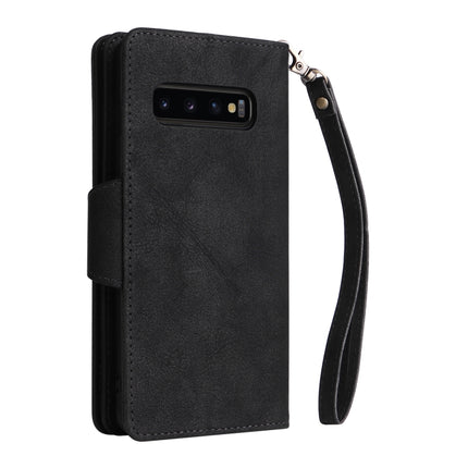 Rivet Buckle 9 Cards Three Fold Leather Phone Case, For Samsung Galaxy S10+, For Samsung Galaxy S10e, For Samsung Galaxy S20, For Samsung Galaxy S20 FE 5G