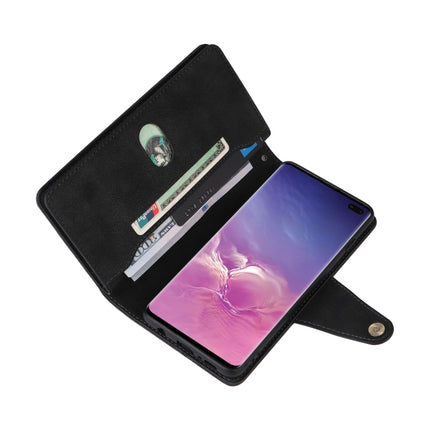 Rivet Buckle 9 Cards Three Fold Leather Phone Case, For Samsung Galaxy S10+, For Samsung Galaxy S10e, For Samsung Galaxy S20, For Samsung Galaxy S20 FE 5G