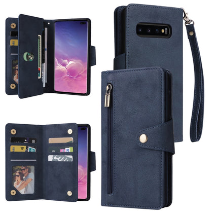 Rivet Buckle 9 Cards Three Fold Leather Phone Case, For Samsung Galaxy S10+, For Samsung Galaxy S10e, For Samsung Galaxy S20, For Samsung Galaxy S20 FE 5G