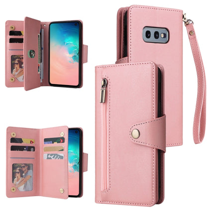 Rivet Buckle 9 Cards Three Fold Leather Phone Case, For Samsung Galaxy S10+, For Samsung Galaxy S10e, For Samsung Galaxy S20, For Samsung Galaxy S20 FE 5G