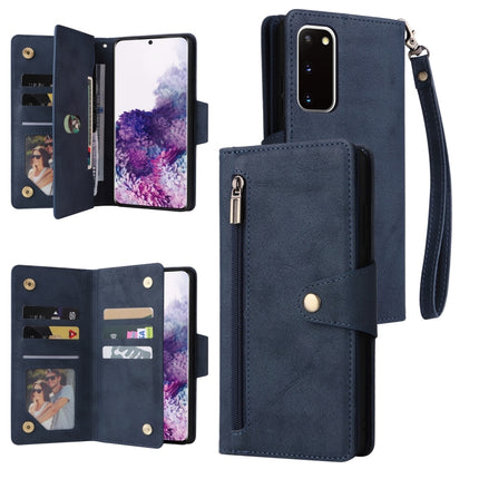 Rivet Buckle 9 Cards Three Fold Leather Phone Case, For Samsung Galaxy S10+, For Samsung Galaxy S10e, For Samsung Galaxy S20, For Samsung Galaxy S20 FE 5G