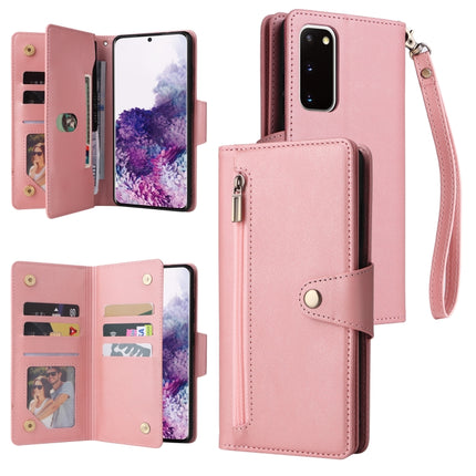 Rivet Buckle 9 Cards Three Fold Leather Phone Case, For Samsung Galaxy S10+, For Samsung Galaxy S10e, For Samsung Galaxy S20, For Samsung Galaxy S20 FE 5G