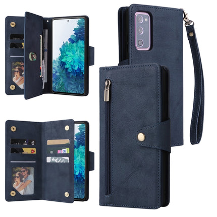 Rivet Buckle 9 Cards Three Fold Leather Phone Case, For Samsung Galaxy S10+, For Samsung Galaxy S10e, For Samsung Galaxy S20, For Samsung Galaxy S20 FE 5G