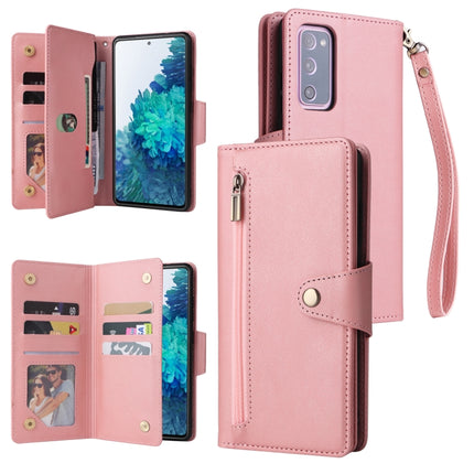 Rivet Buckle 9 Cards Three Fold Leather Phone Case, For Samsung Galaxy S10+, For Samsung Galaxy S10e, For Samsung Galaxy S20, For Samsung Galaxy S20 FE 5G