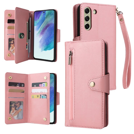 Rivet Buckle 9 Cards Three Fold Leather Phone Case, For Samsung Galaxy S20+, For Samsung Galaxy S21 5G, For Samsung Galaxy S21 FE 5G, For Samsung Galaxy S21+