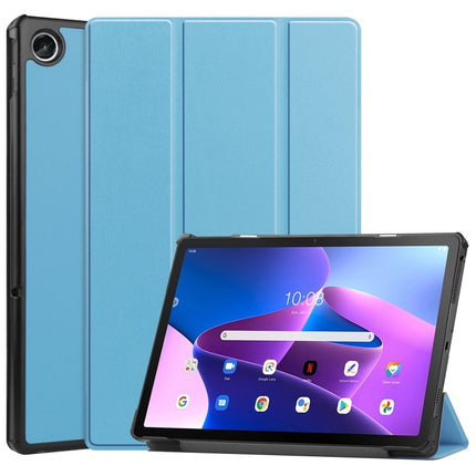Custer Texture 3-Fold Holder Smart Leather Tablet Case, For Lenovo Tab M10 Plus 10.6 3rd Gen 2022