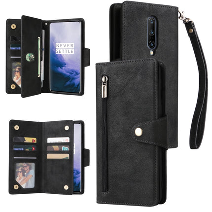 Rivet Buckle 9 Cards Three Fold Leather Phone Case, For OnePlus Nord N100, For OnePlus 7, For OnePlus 7 Pro, For OnePlus 7T