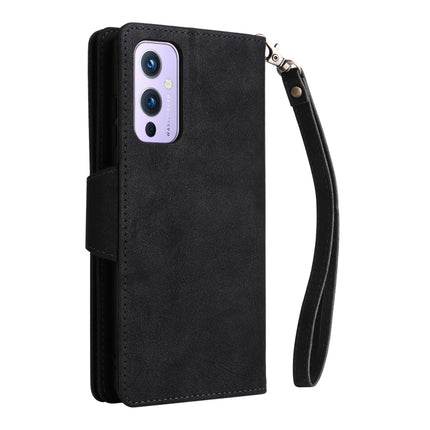 Rivet Buckle 9 Cards Three Fold Leather Phone Case, For OnePlus 9, For OnePlus 9 Pro, For OnePlus Nord 2
