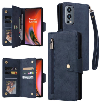 Rivet Buckle 9 Cards Three Fold Leather Phone Case, For OnePlus 9, For OnePlus 9 Pro, For OnePlus Nord 2