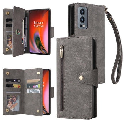 Rivet Buckle 9 Cards Three Fold Leather Phone Case, For OnePlus 9, For OnePlus 9 Pro, For OnePlus Nord 2