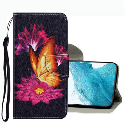 Coloured Drawing Pattern Leather Phone Case, For Samsung Galaxy S22 5G