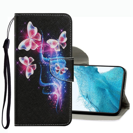 Coloured Drawing Pattern Leather Phone Case, For Samsung Galaxy S22 5G