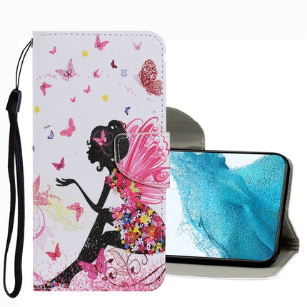 Coloured Drawing Pattern Leather Phone Case, For Samsung Galaxy S22 5G