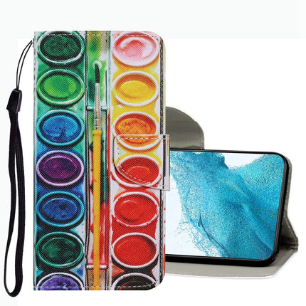 Coloured Drawing Pattern Leather Phone Case, For Samsung Galaxy S22+ 5G