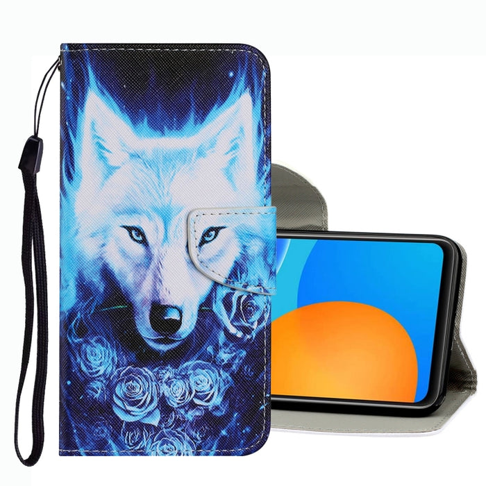 Coloured Drawing Pattern Leather Phone Case, For Huawei P Smart 2021